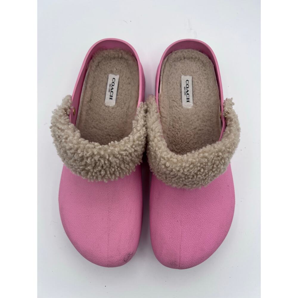 Coach Pink Shearling-Lined Clogs, size 11 - Picture 3 of 7